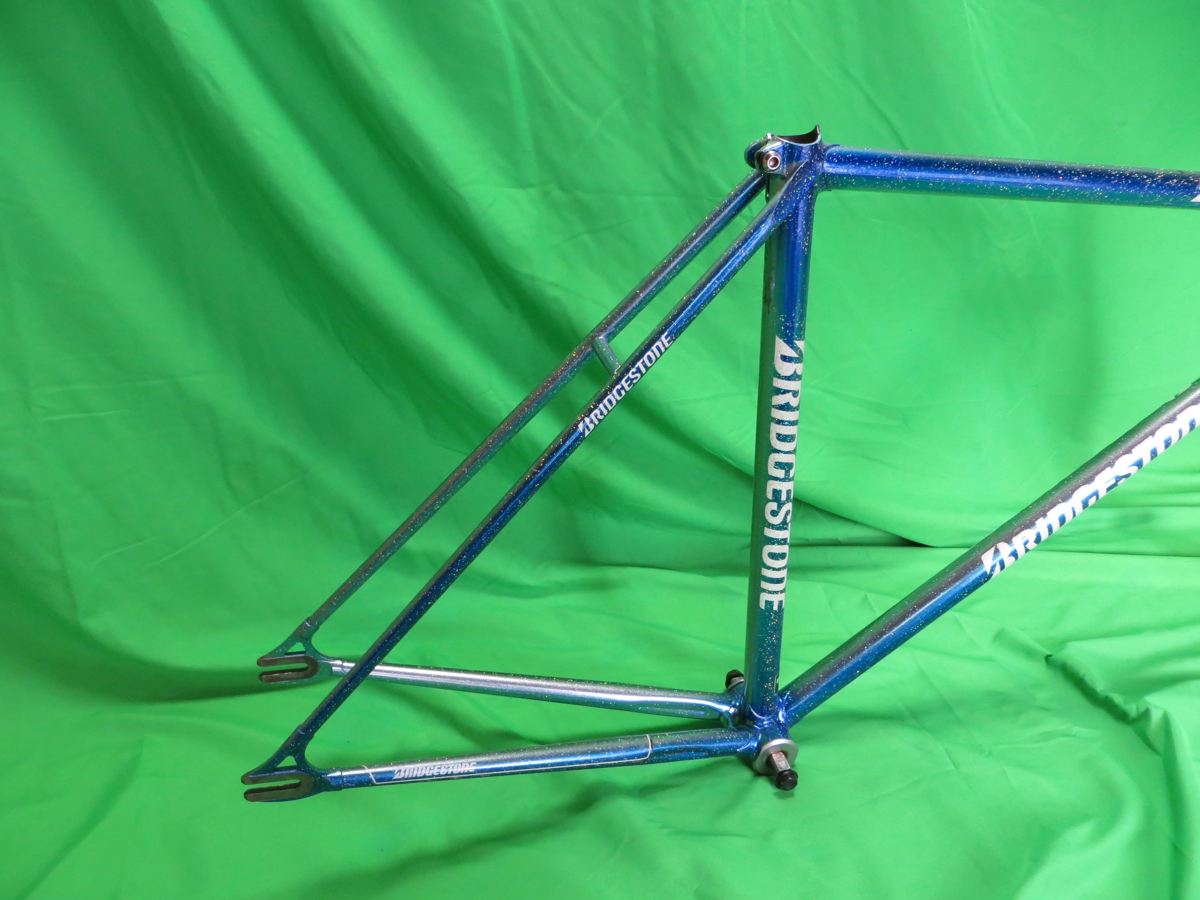 Bridgestone Columbus Max Fork // Blue Metallic Silver Fade with Super Rainbow Flake // 48.5cm - Image 15