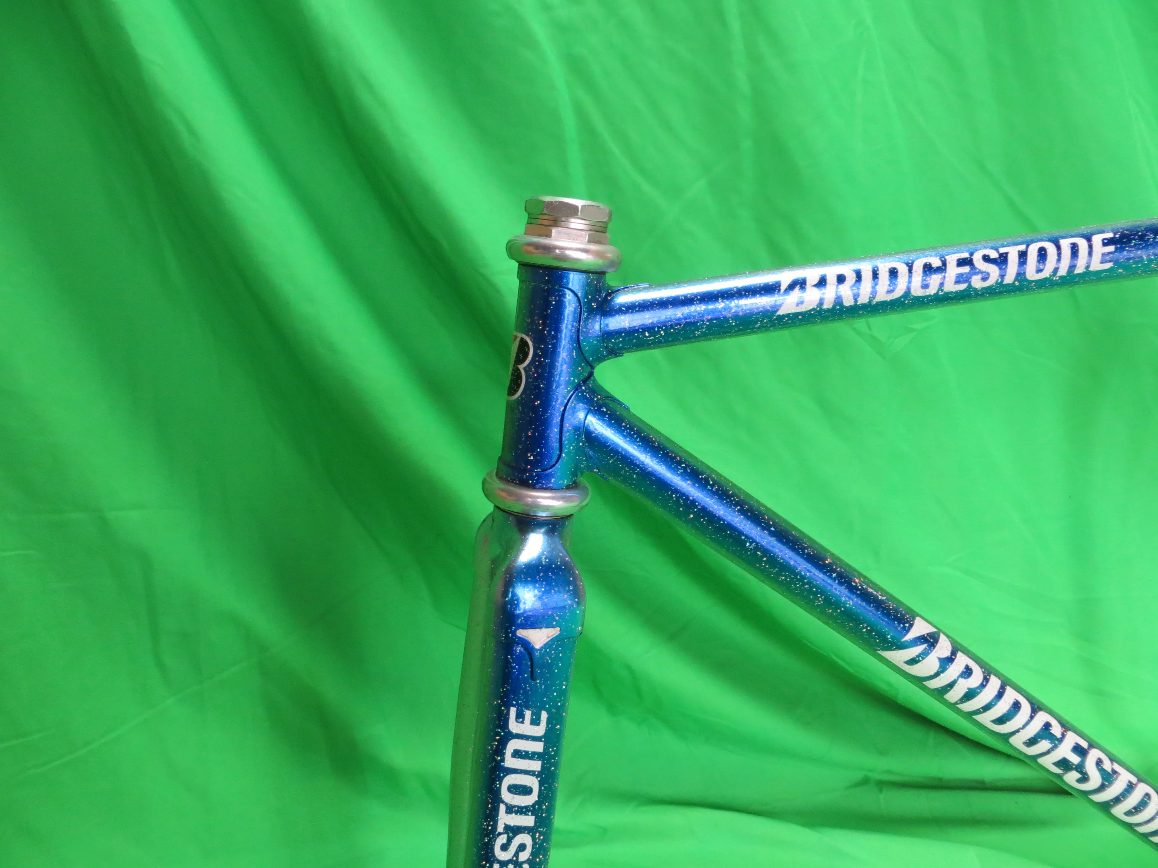Bridgestone Columbus Max Fork // Blue Metallic Silver Fade with Super Rainbow Flake // 48.5cm - Image 2