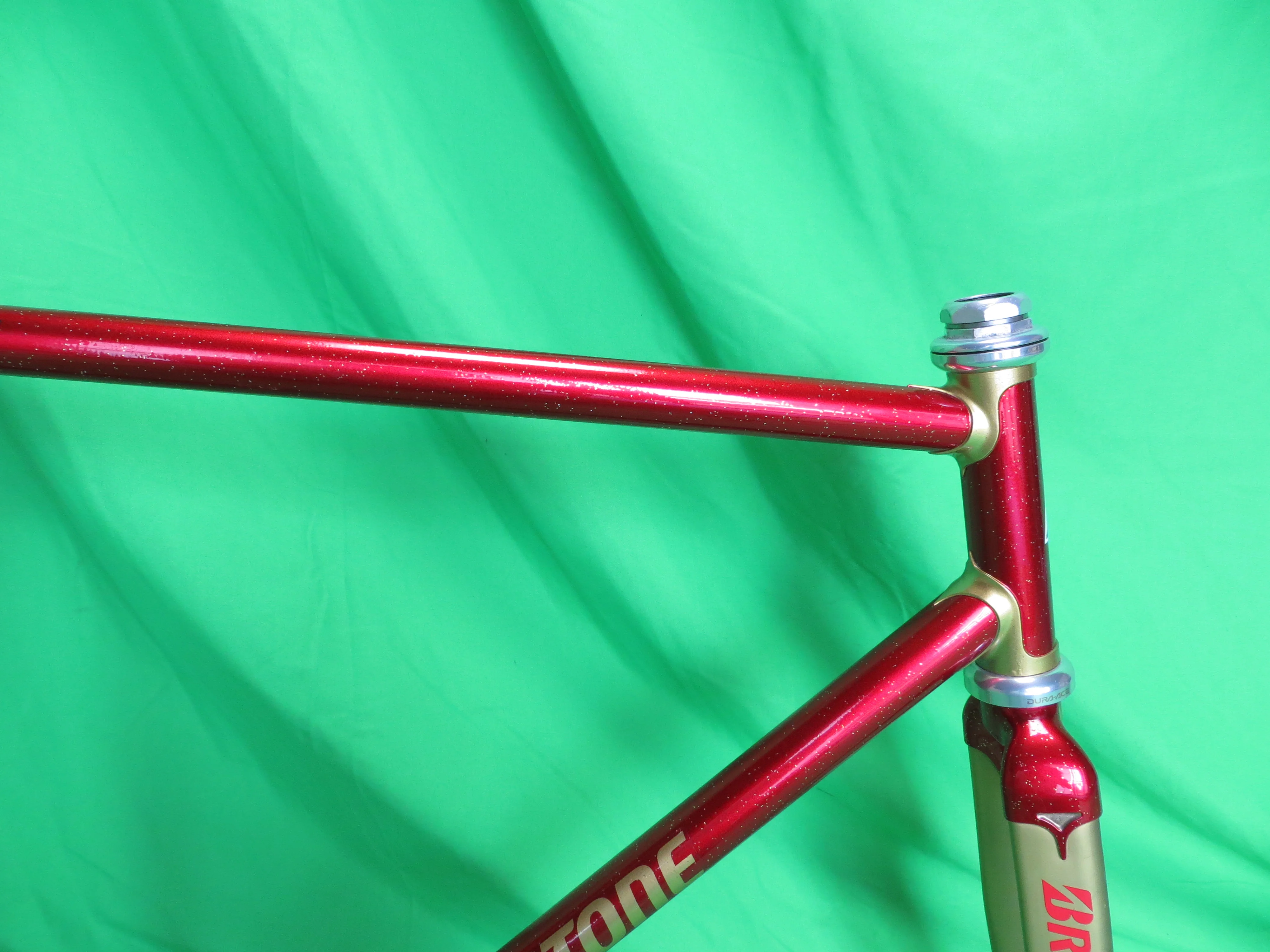 BRIDGESTONE Columbus Max Fork // Red / Gold Lugs with Gold Flake // 53.5cm - Image 12