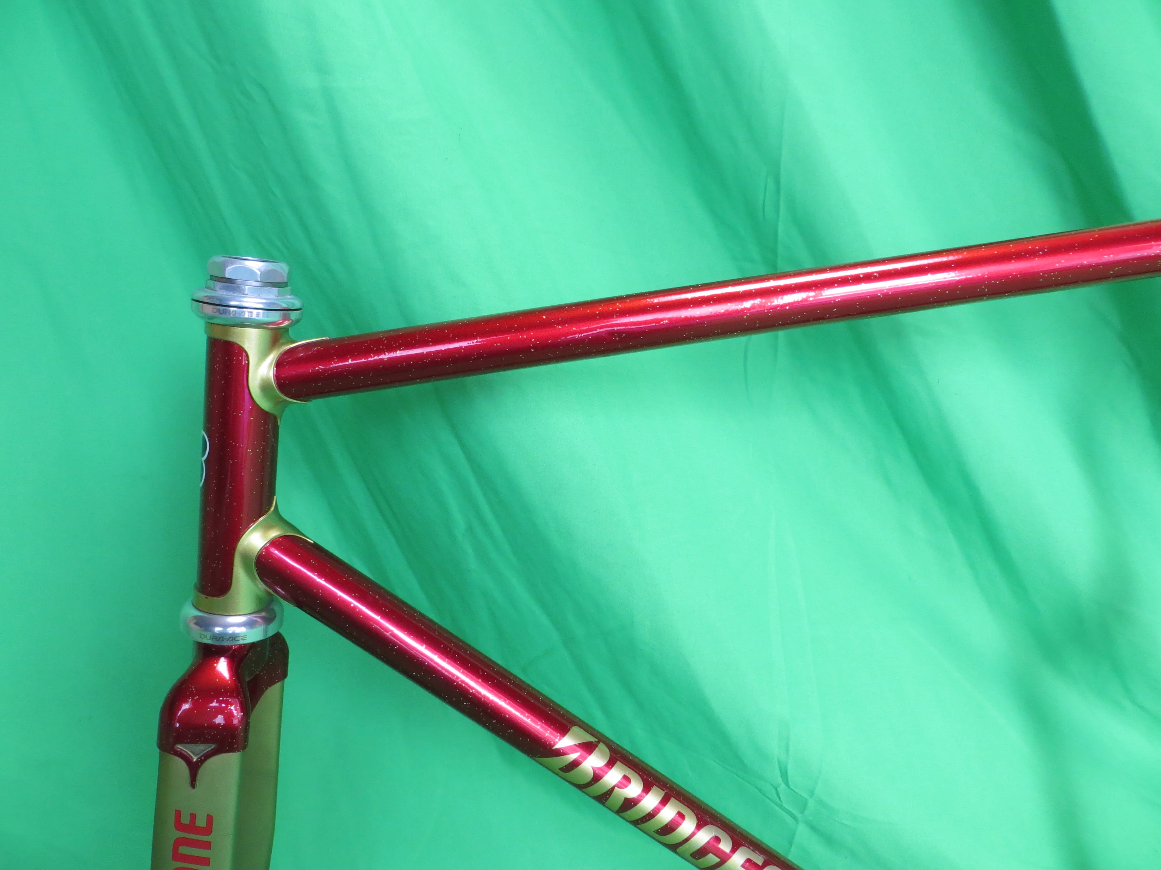 BRIDGESTONE Columbus Max Fork // Red / Gold Lugs with Gold Flake // 53.5cm - Image 4