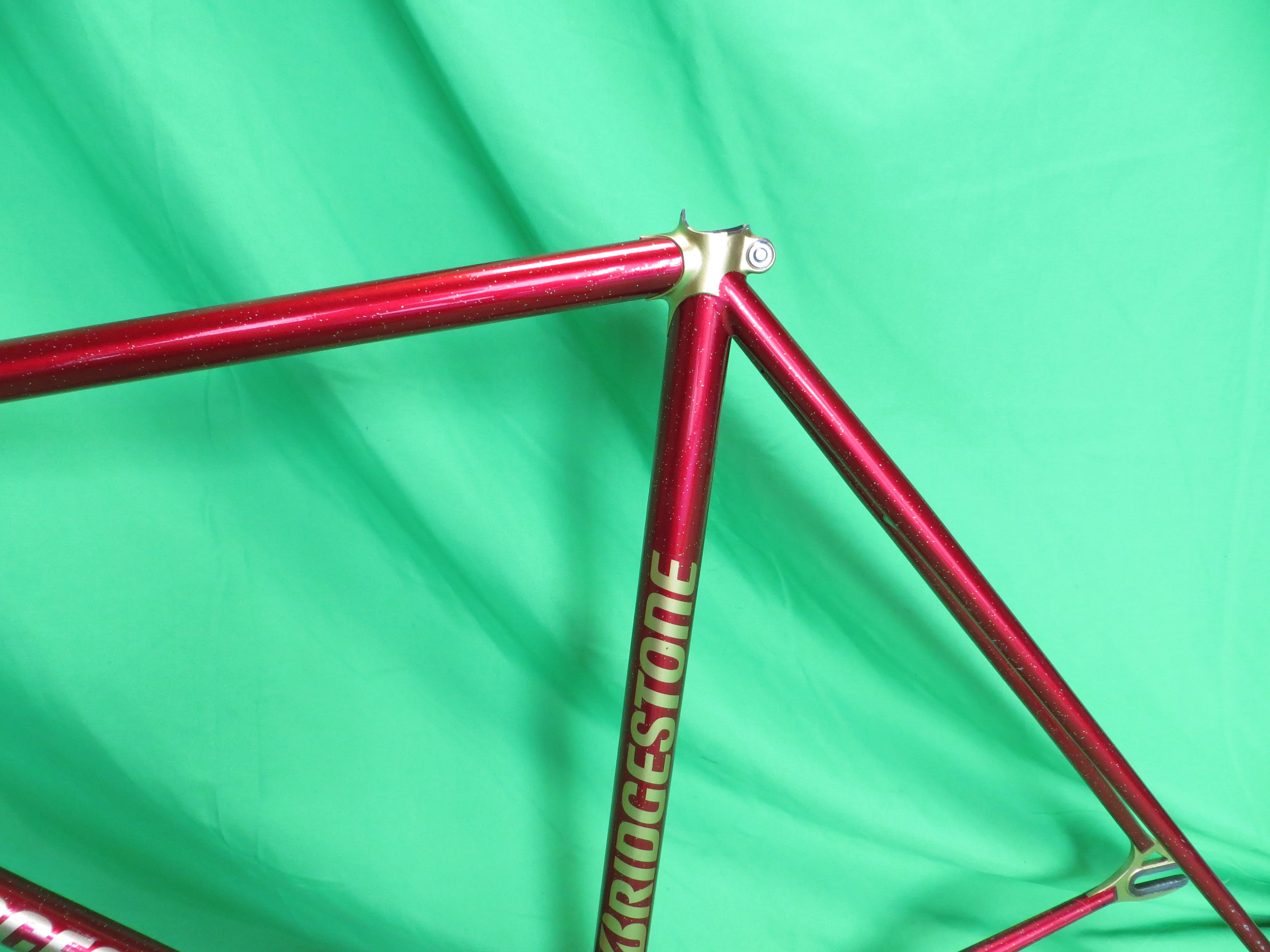 BRIDGESTONE Columbus Max Fork // Red / Gold Lugs with Gold Flake // 53.5cm - Image 6