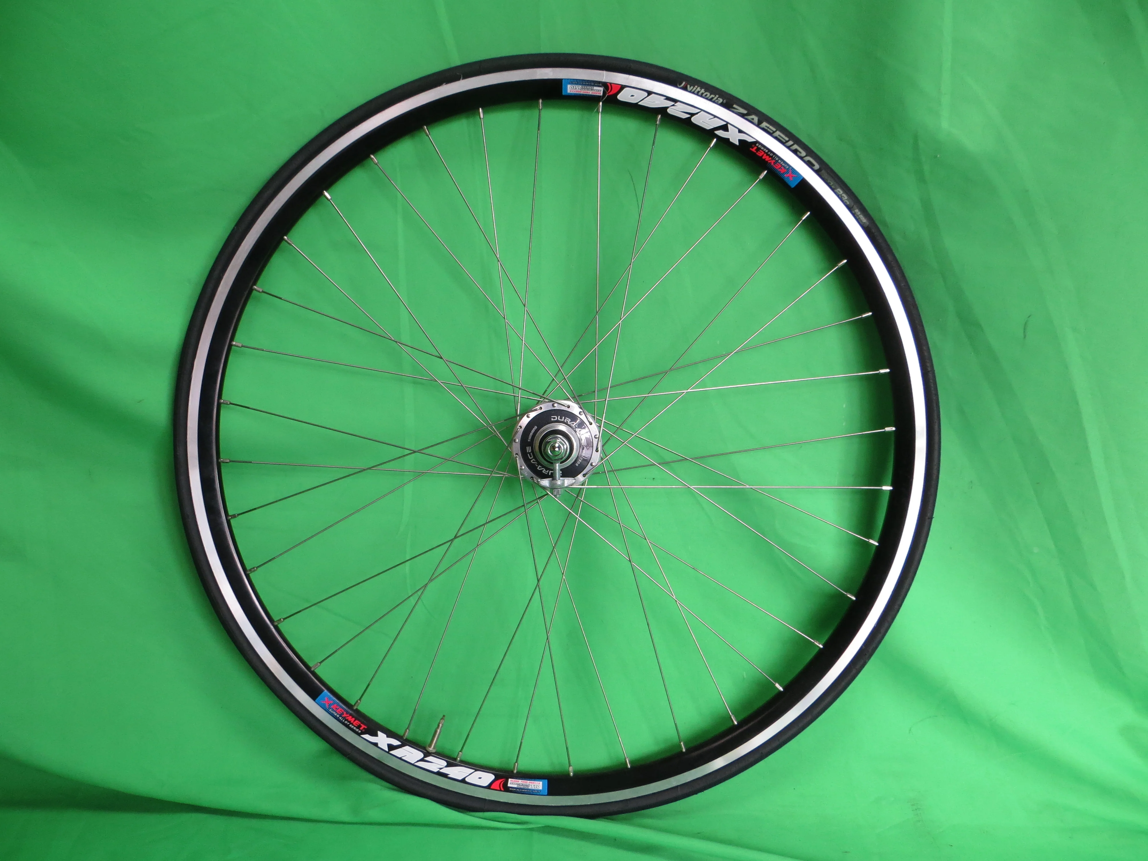 Never Used X Keymet XR240 700c Clincher, Shiimano Dura Ace HB-7600 110mm Rear NJS Hub, Vittoria Zaffiro 23c Tire /26050301