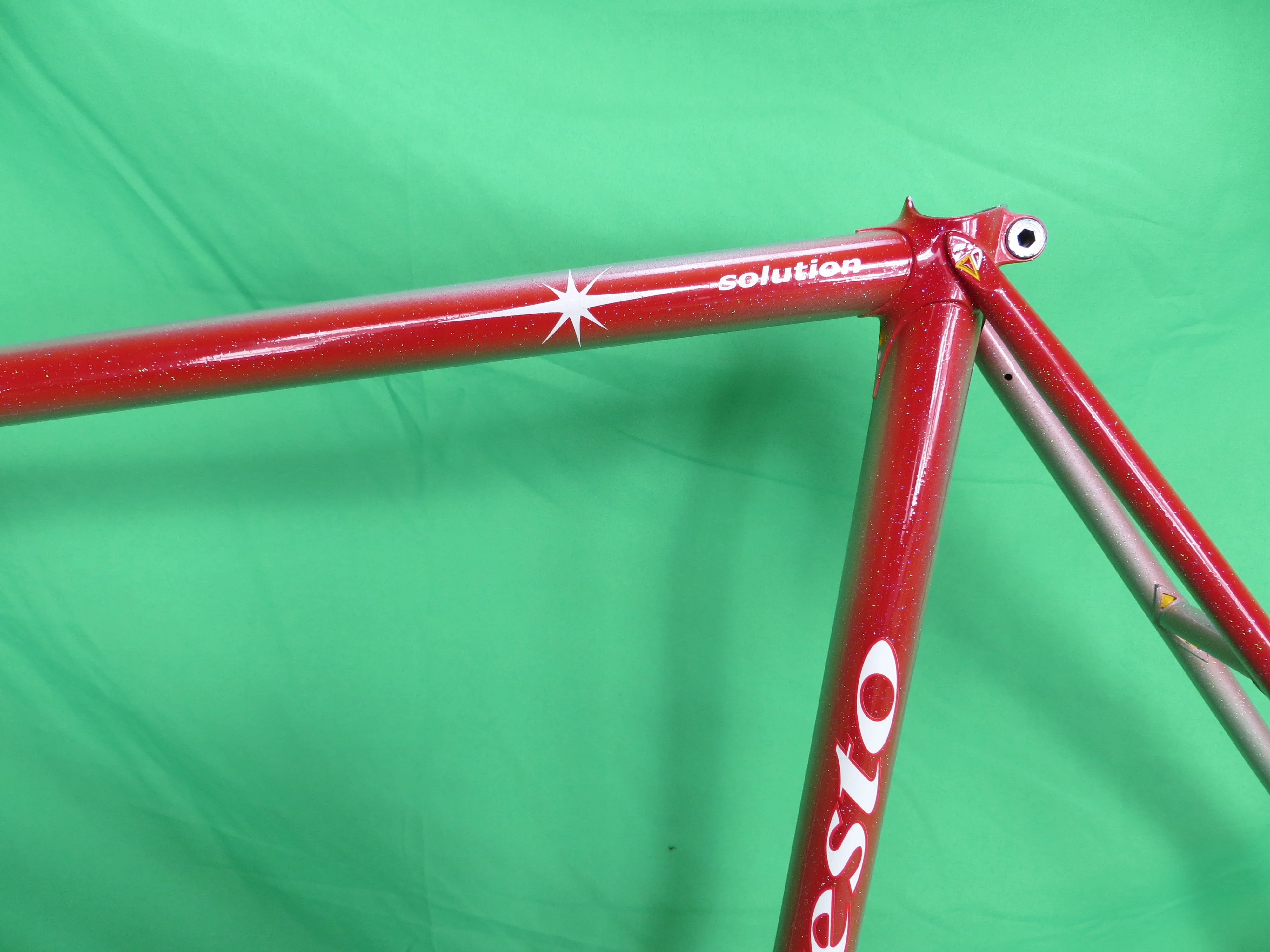 PRESTO Columbus Max Fork // Red / Silver Fade with rainbow flake  // 53cm - Image 5