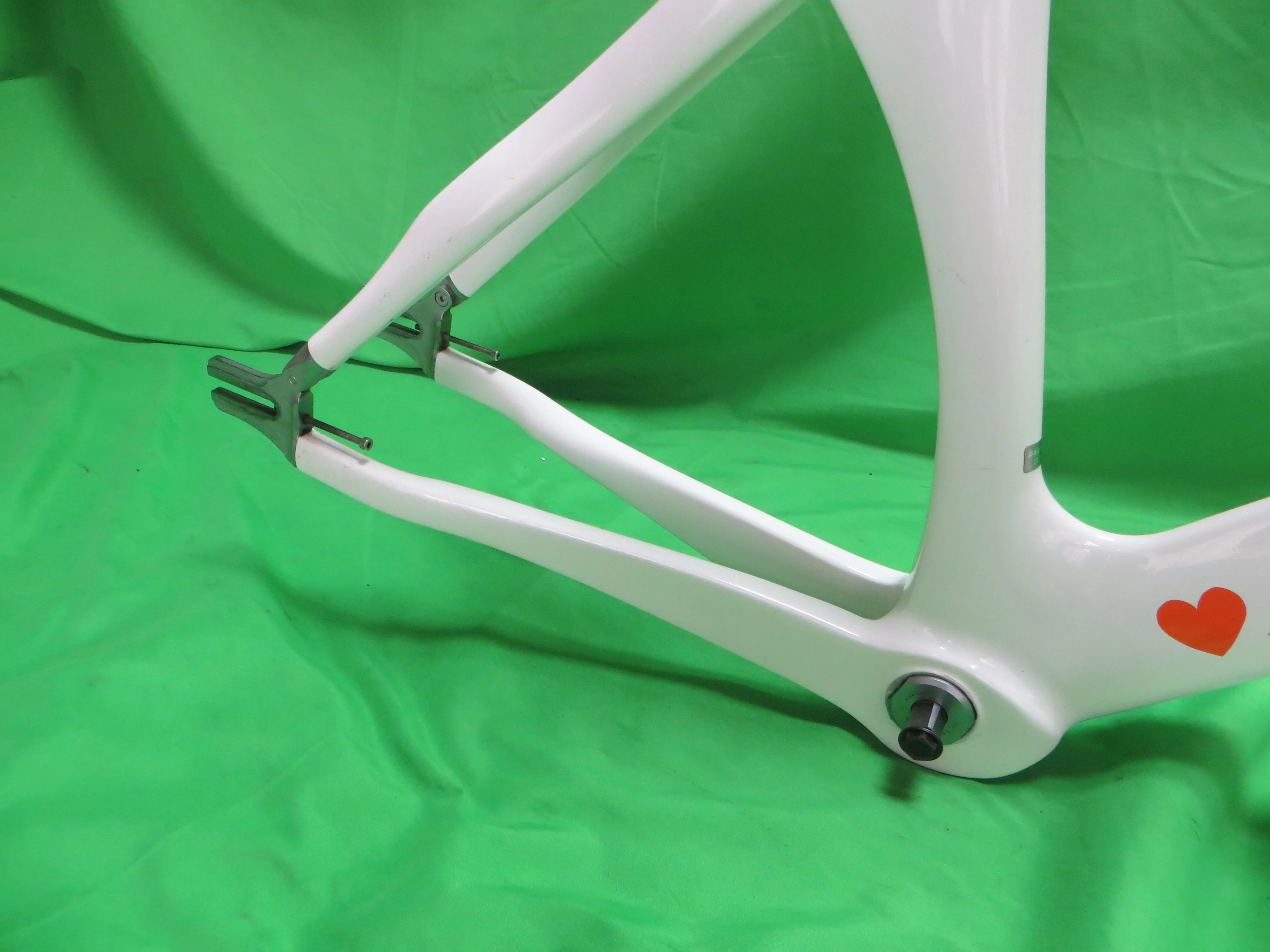Rare! Girls Keirin Bridgestone TR8 Carbon Track Frame // White / Orange // 47cm NJS Approved - Image 14