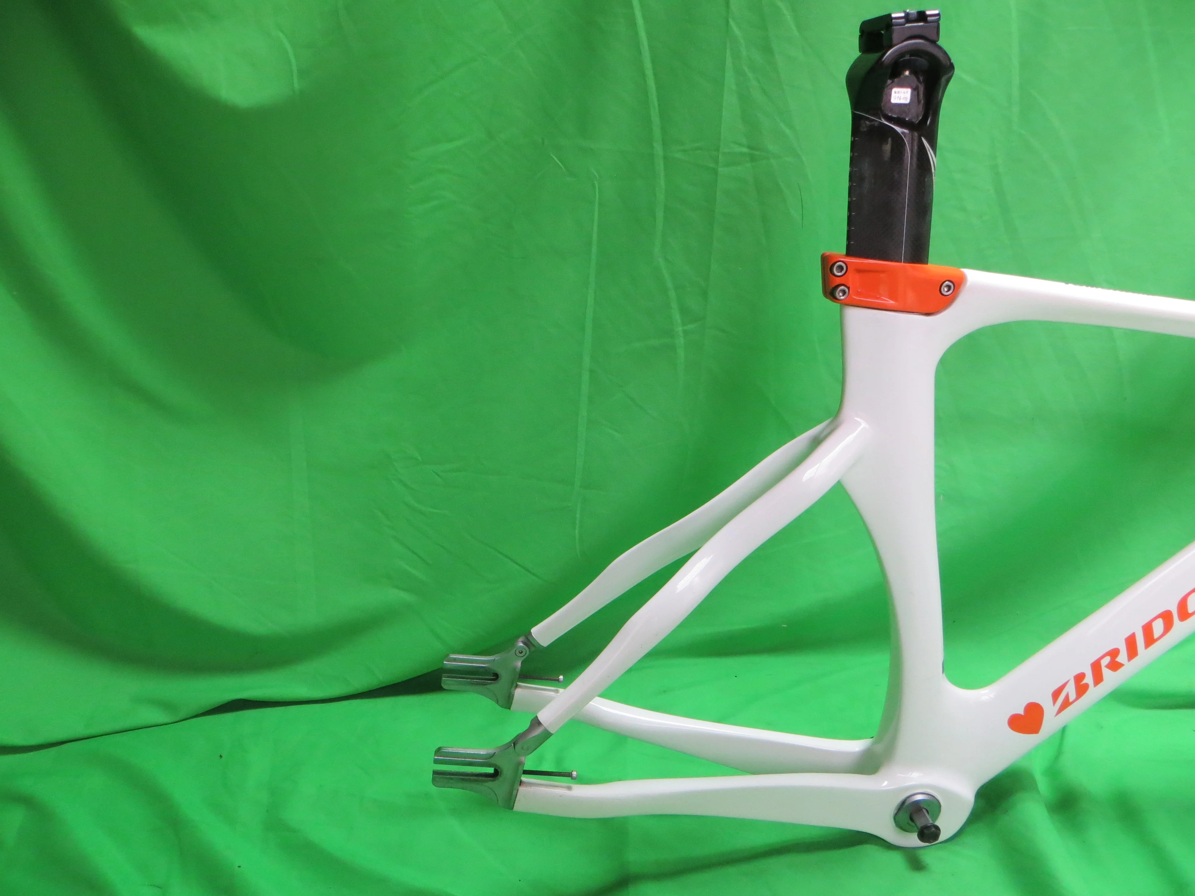 Rare! Girls Keirin Bridgestone TR8 Carbon Track Frame // White / Orange // 47cm NJS Approved - Image 15