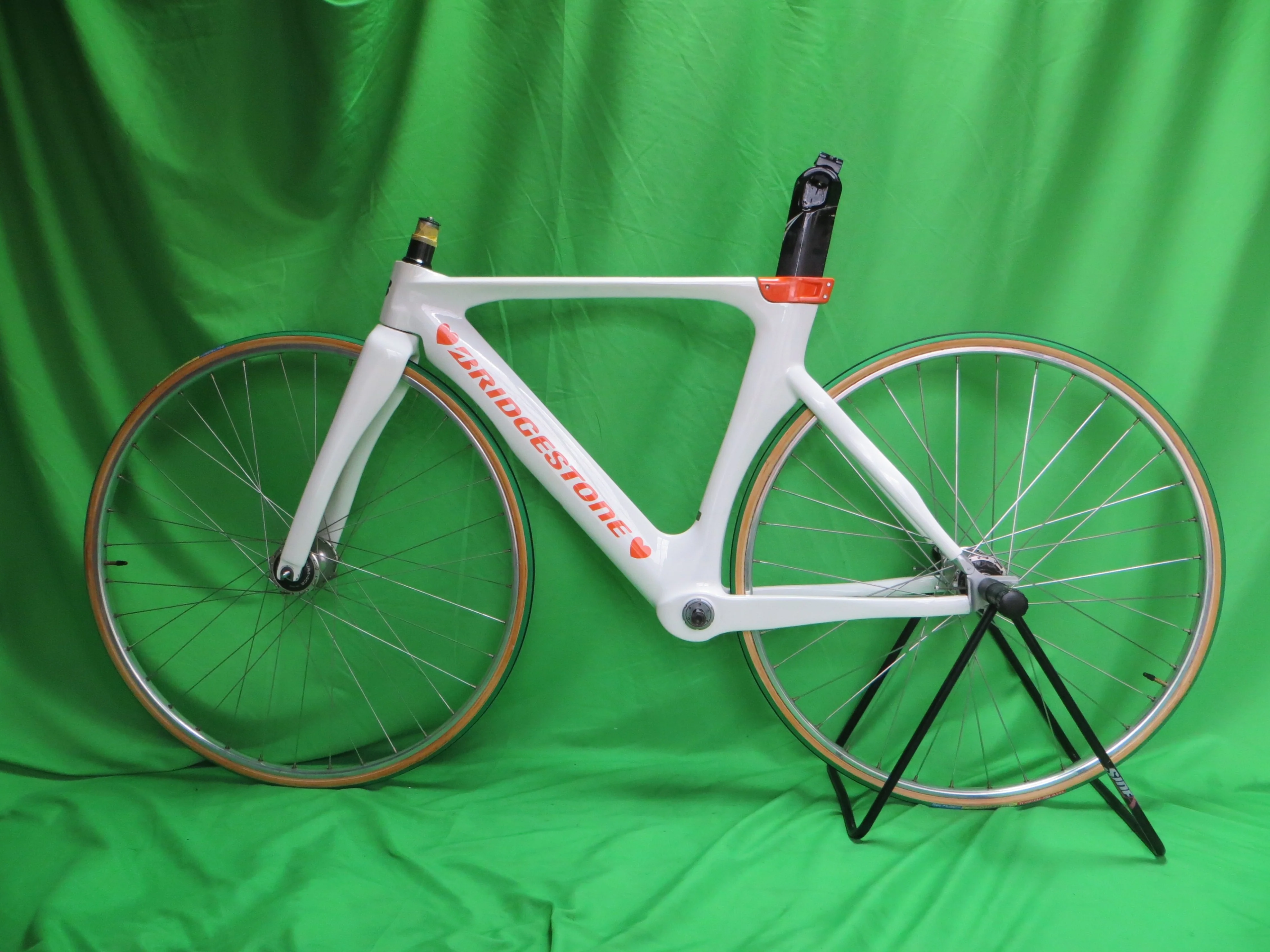 Rare! Girls Keirin Bridgestone TR8 Carbon Track Frame // White / Orange // 47cm NJS Approved - Image 16