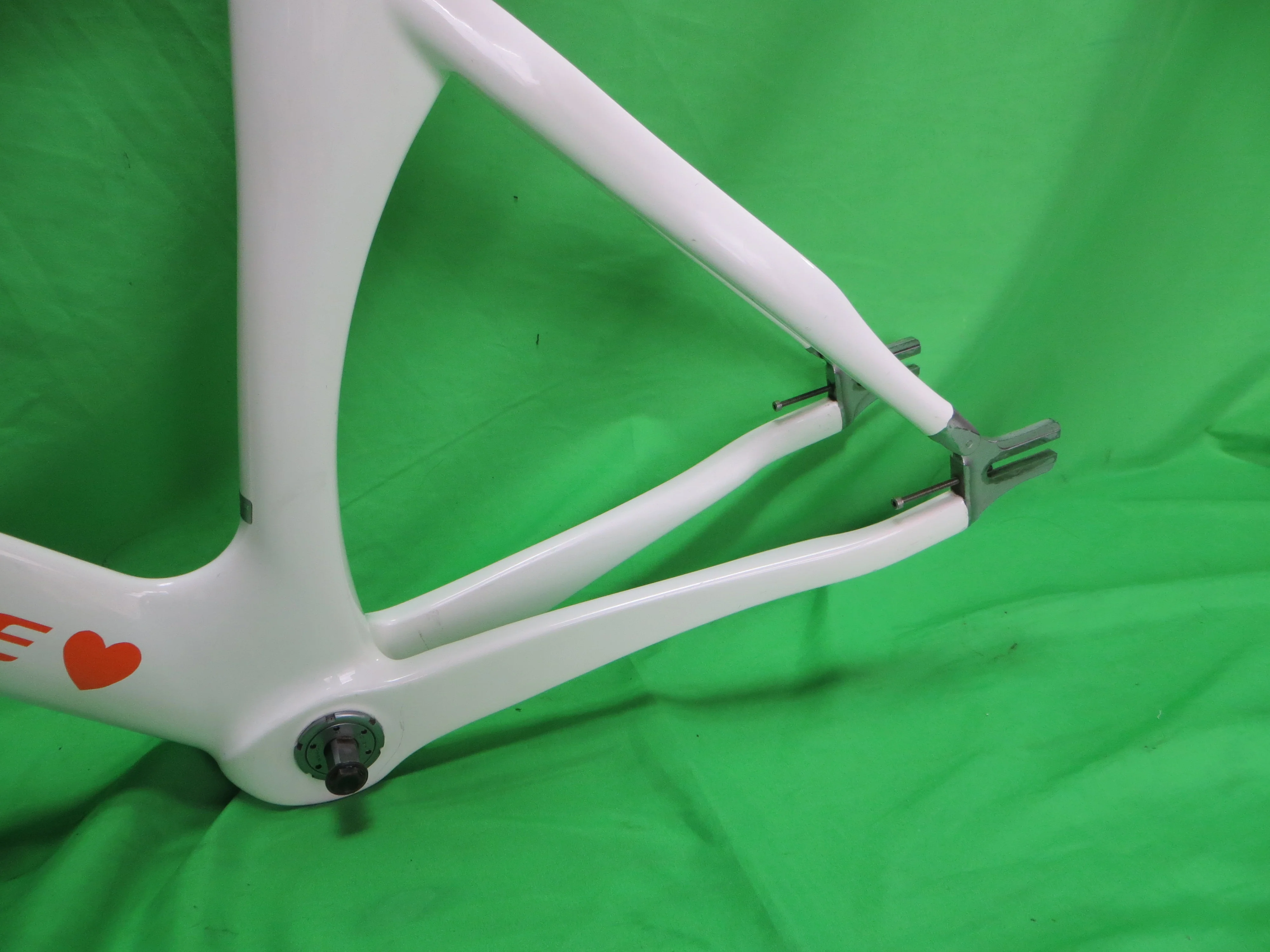 Rare! Girls Keirin Bridgestone TR8 Carbon Track Frame // White / Orange // 47cm NJS Approved - Image 7