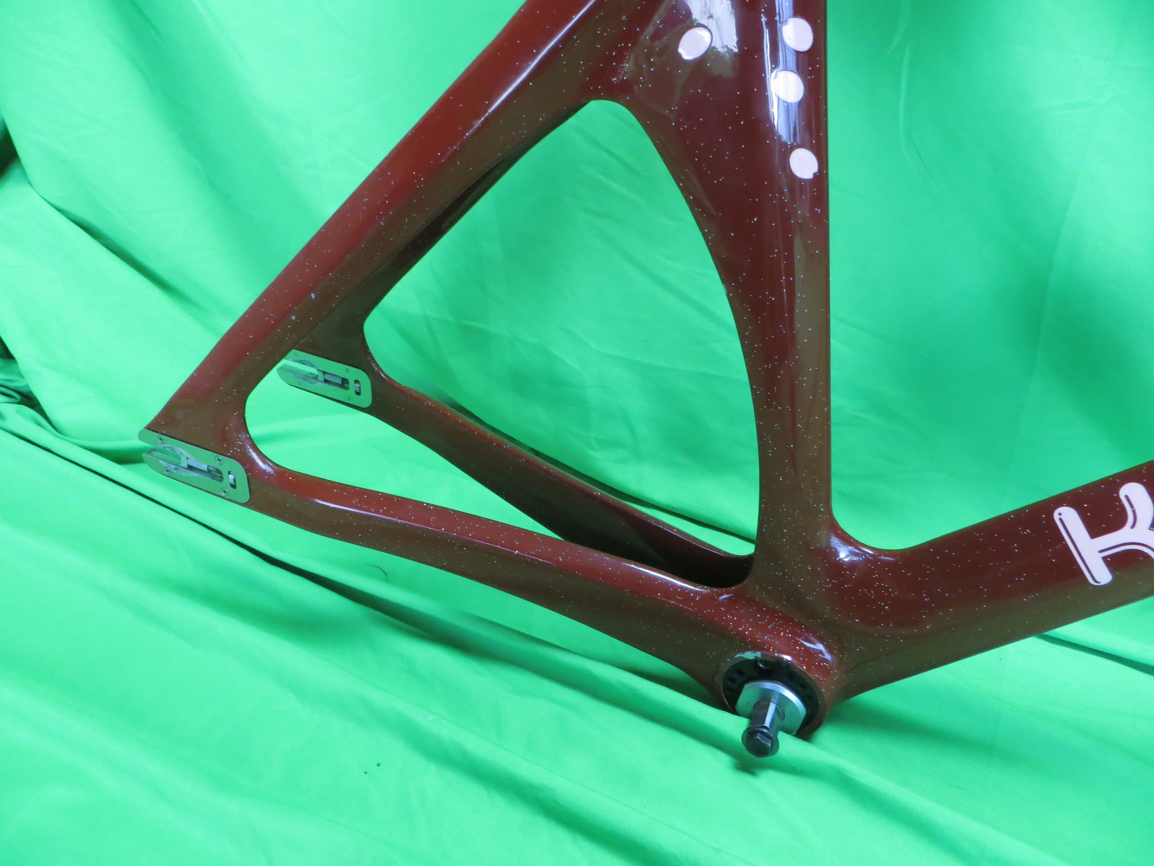 Rare! Kalavinka Girl'S Keirin Carbon Track Frame // Dark Red with Rainbow Flake // 47cm NJS Approved - Image 14