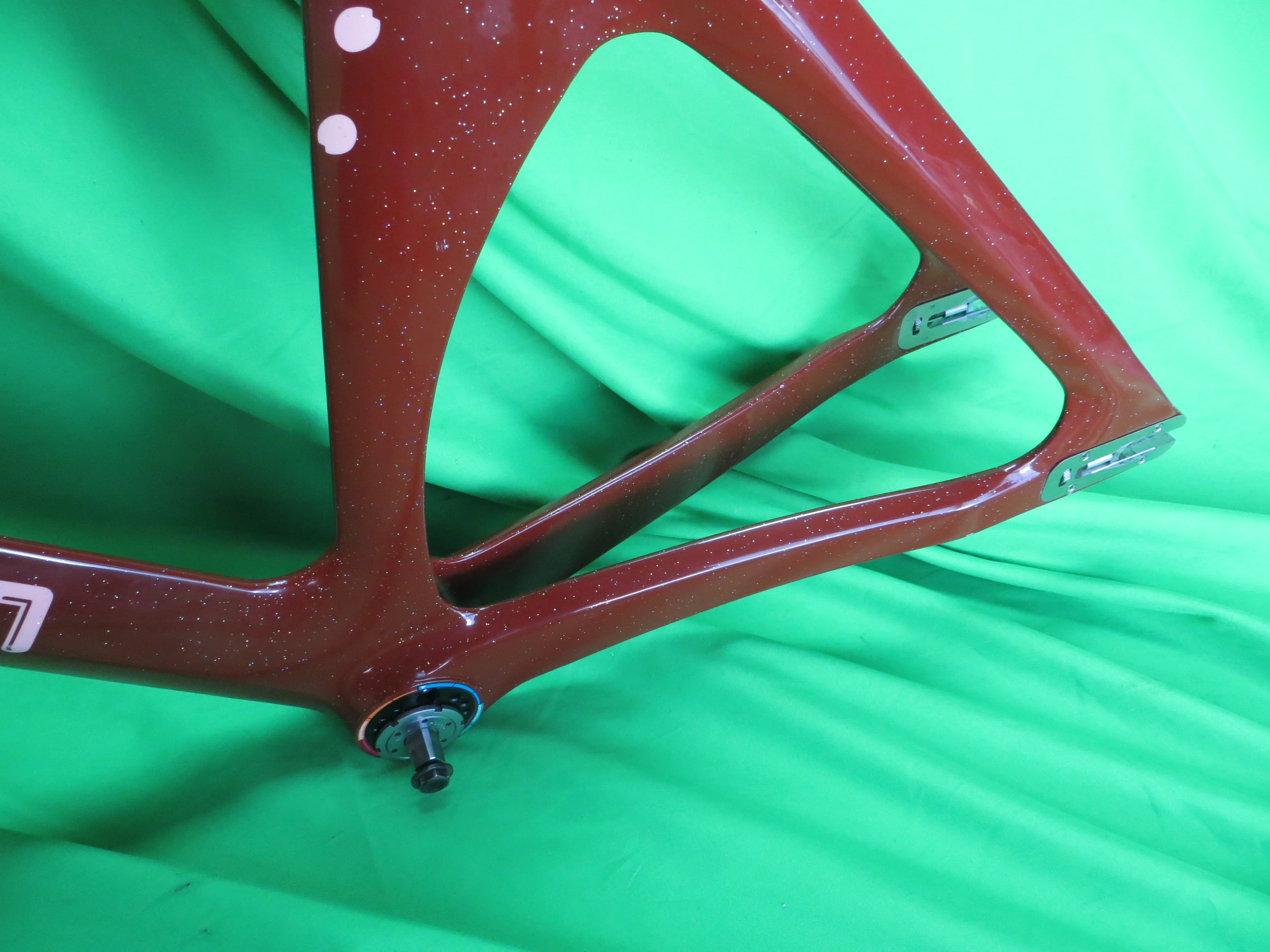 Rare! Kalavinka Girl'S Keirin Carbon Track Frame // Dark Red with Rainbow Flake // 47cm NJS Approved - Image 7