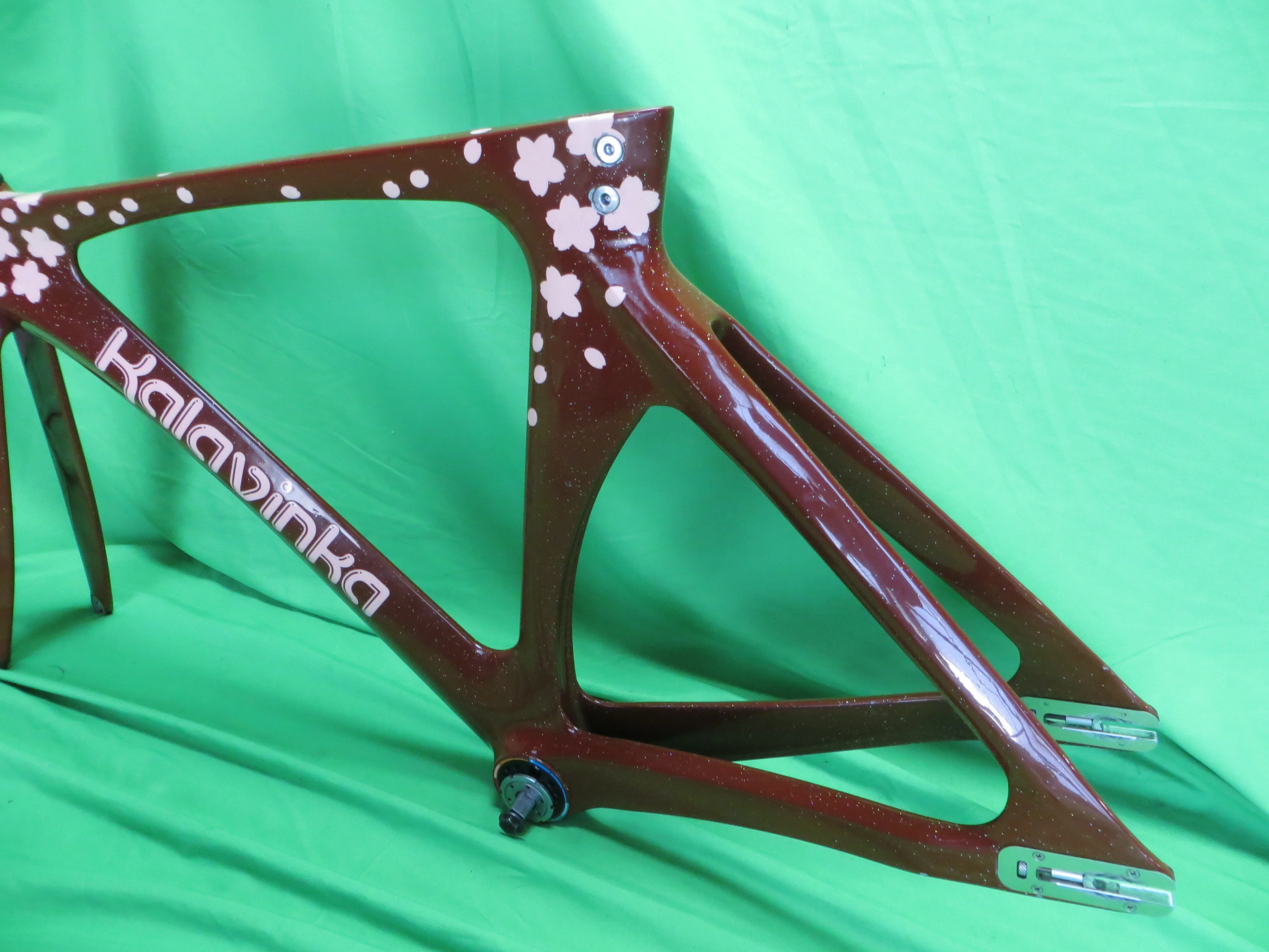 Rare! Kalavinka Girl'S Keirin Carbon Track Frame // Dark Red with Rainbow Flake // 47cm NJS Approved - Image 8