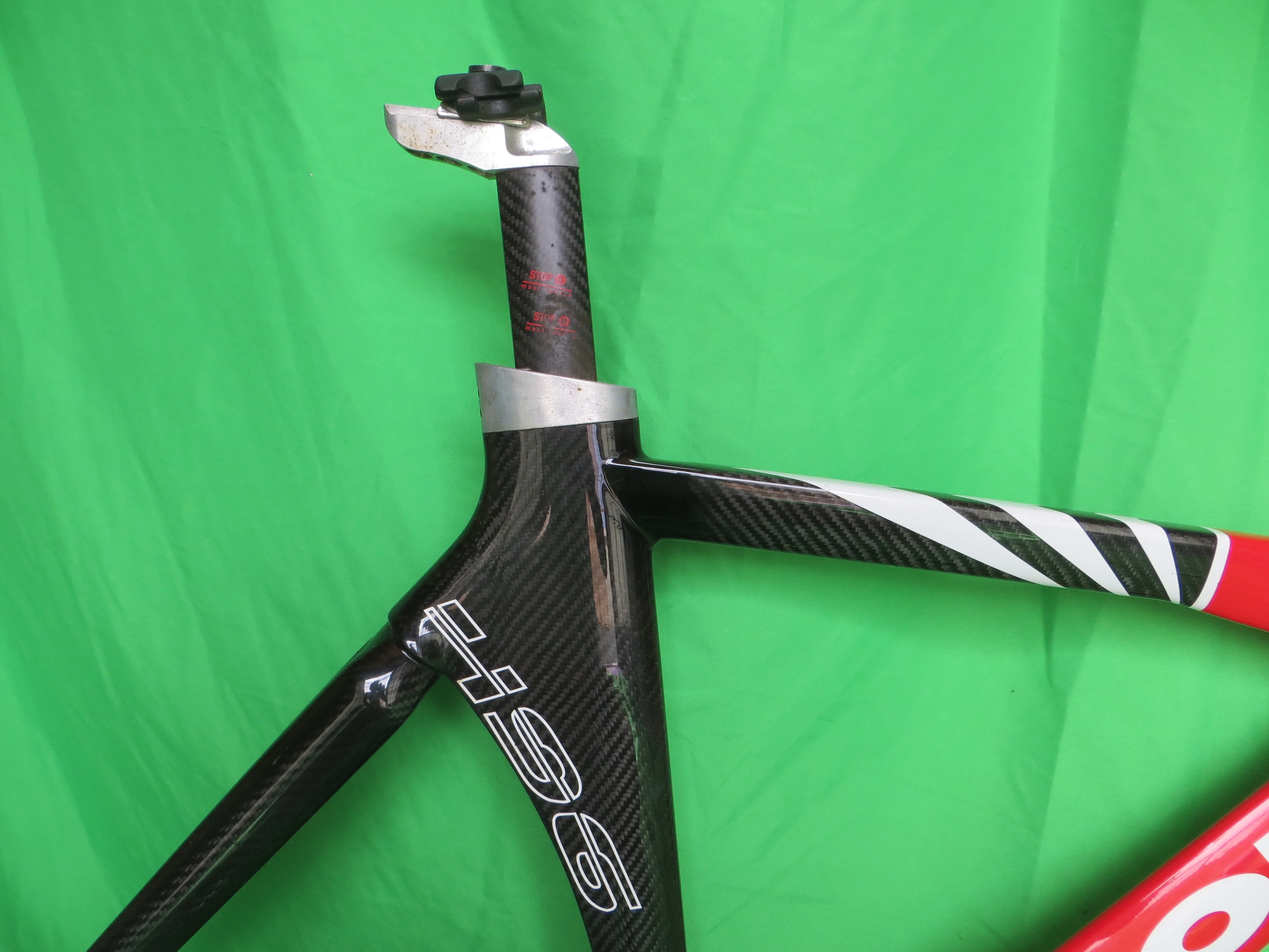 Super Rare! Look 496 Carbon Track Frame Japan National Team Athens Olympics Version // Black/Red // 52cm - Image 12