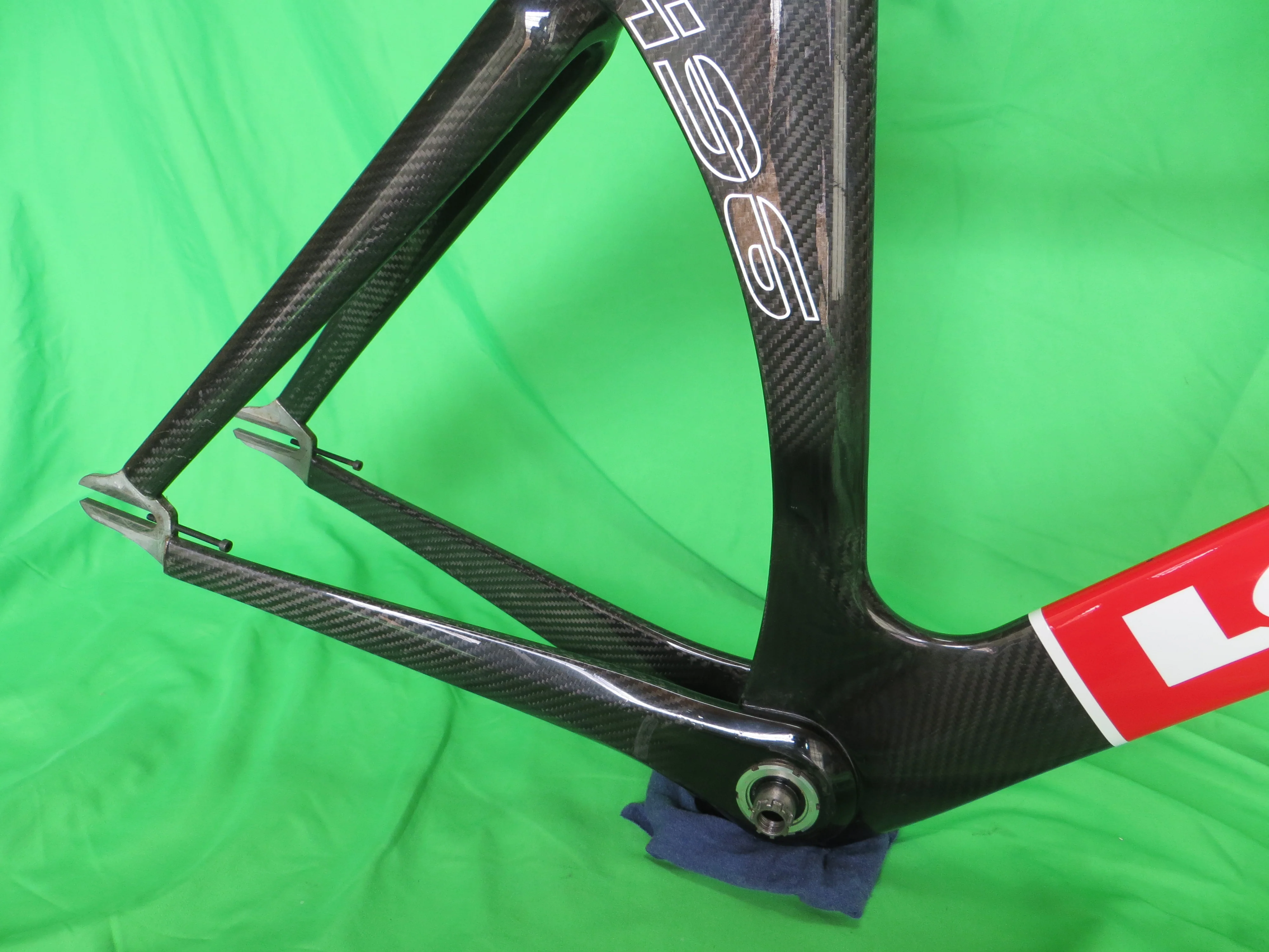 Super Rare! Look 496 Carbon Track Frame Japan National Team Athens Olympics Version // Black/Red // 52cm - Image 14
